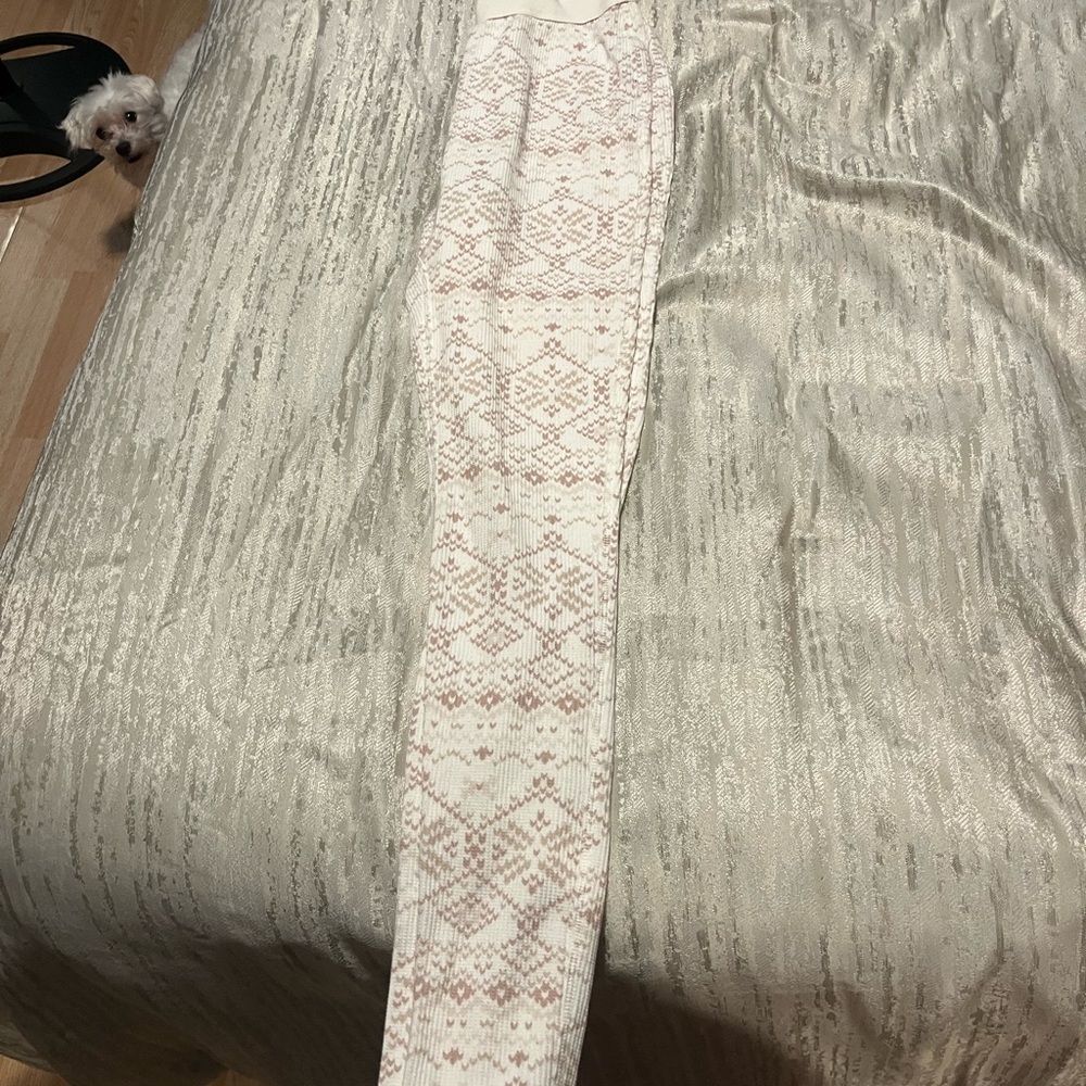 White and Pink Patterned Leggings